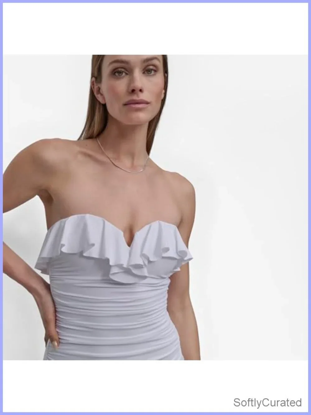 Ruffle Bandeau One Piece Swimsuit with Tummy Control